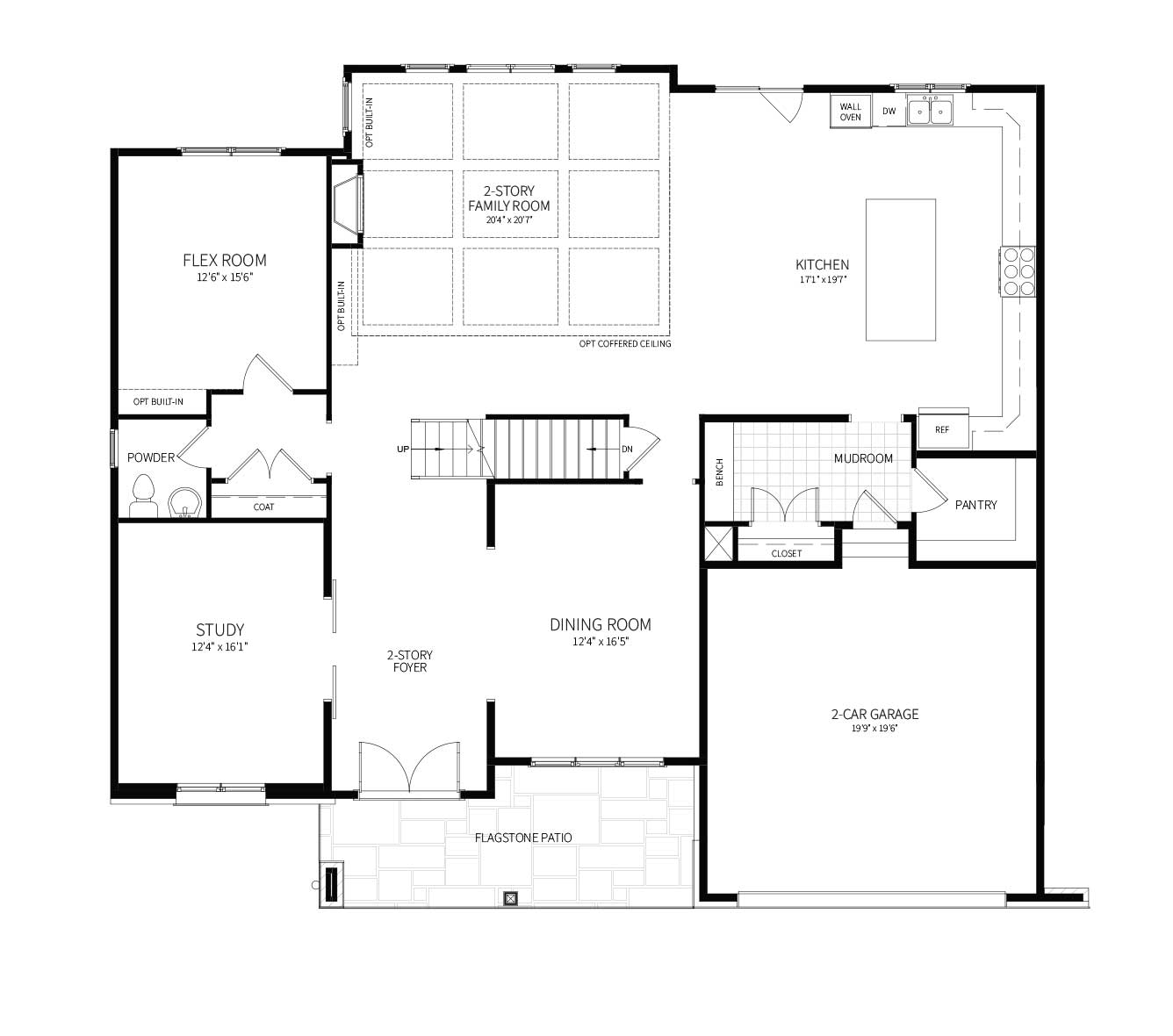 A first floor plan for the home proposed for 10827 Rock Run Dr a Hampden with expanded Kitchen.